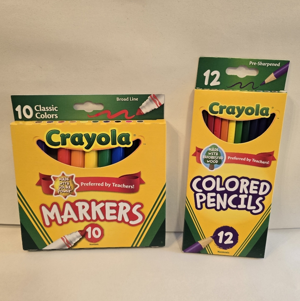 Crayola 10 Pack Markers and Colored Pencils Set 12 Pack
